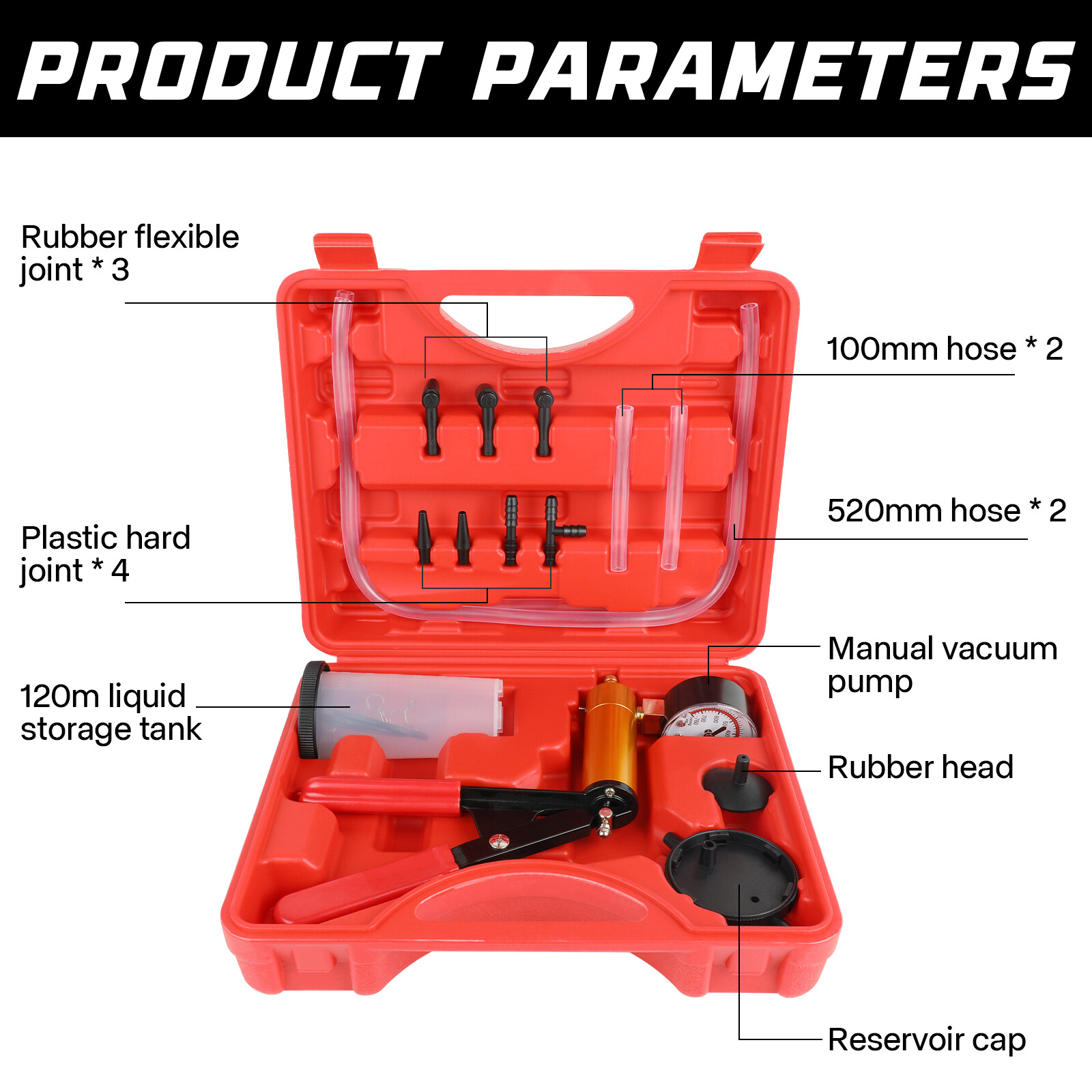 Universal Brake Fluid Bleeder Kit Hand held Vacuum Pressure Pump Tester Tool Set