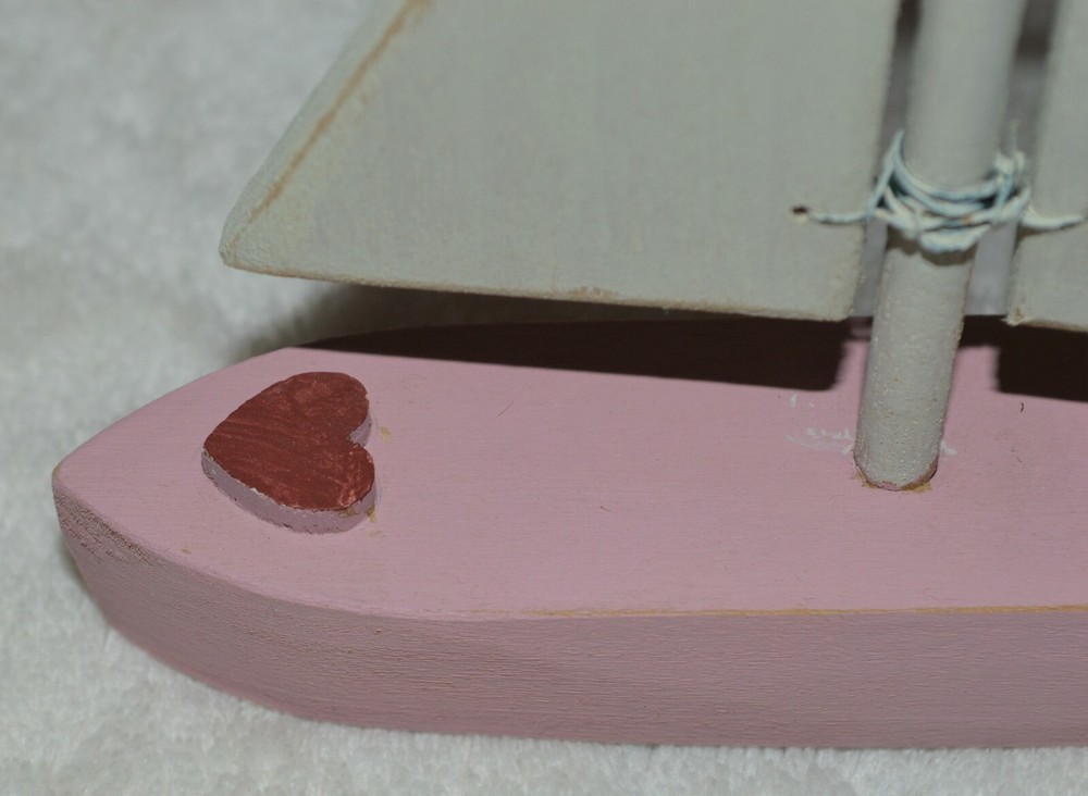 HANDMADE WOODEN PRIMITIVE SAIL BOAT