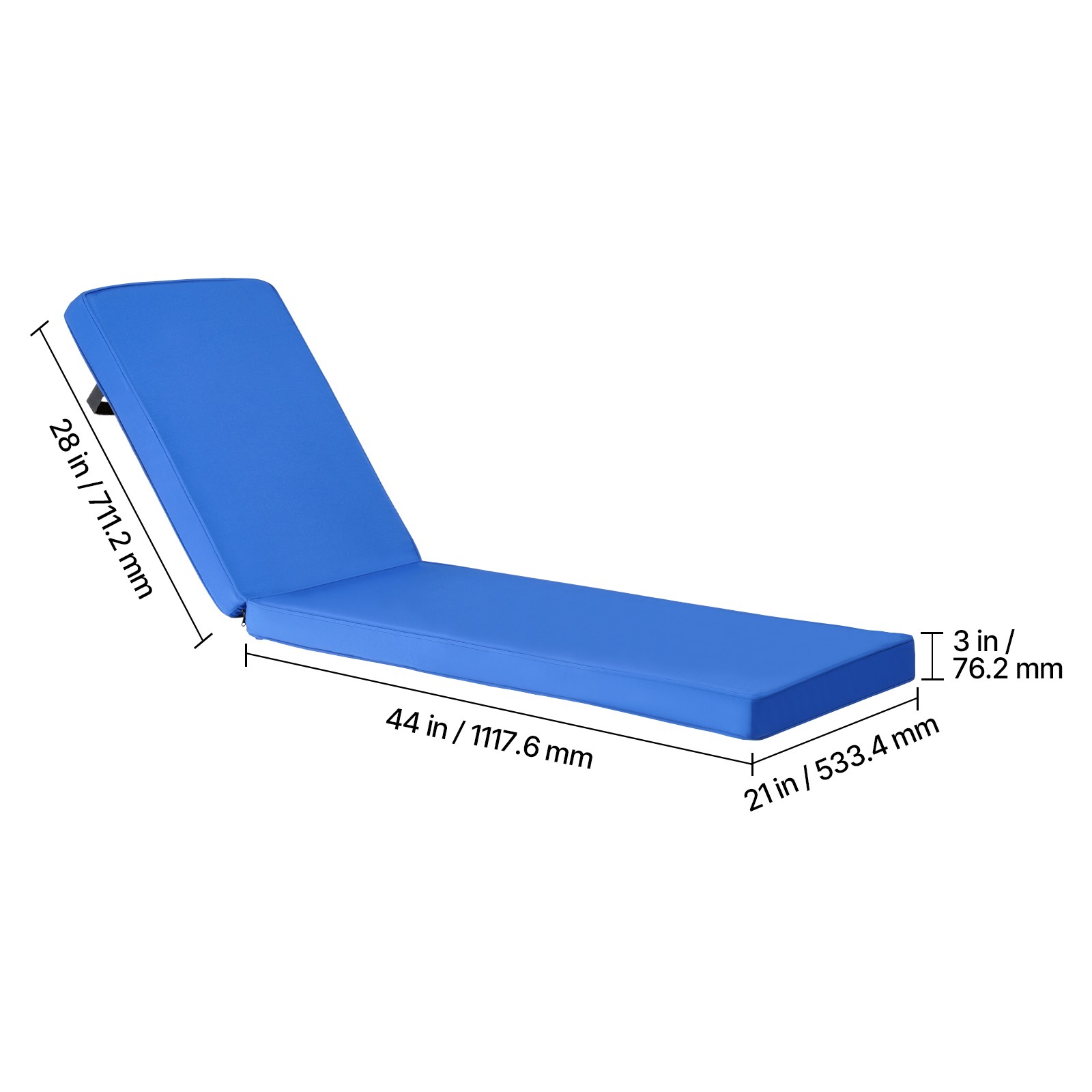 Uimoso Outdoor Lounge Chair Cushion with Ties, 72 x 21 in, Waterproof & Durable