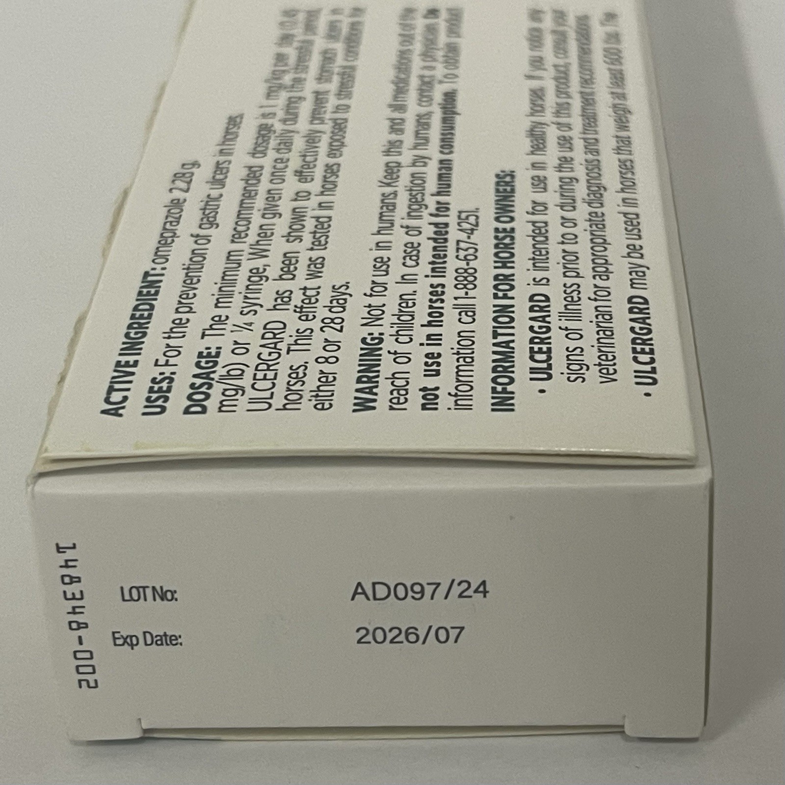 ULCERGARD Oral Paste for Horse Stomach Ulcers 22 Oz, 4 dose syringe Exp 07/2026