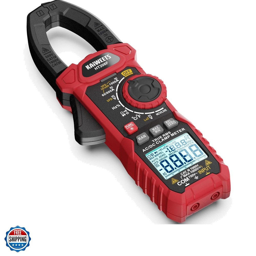 Inrush Digital Clamp Meter 1000A with Backlit; Multimeter TRMS 6000 Counts, A...