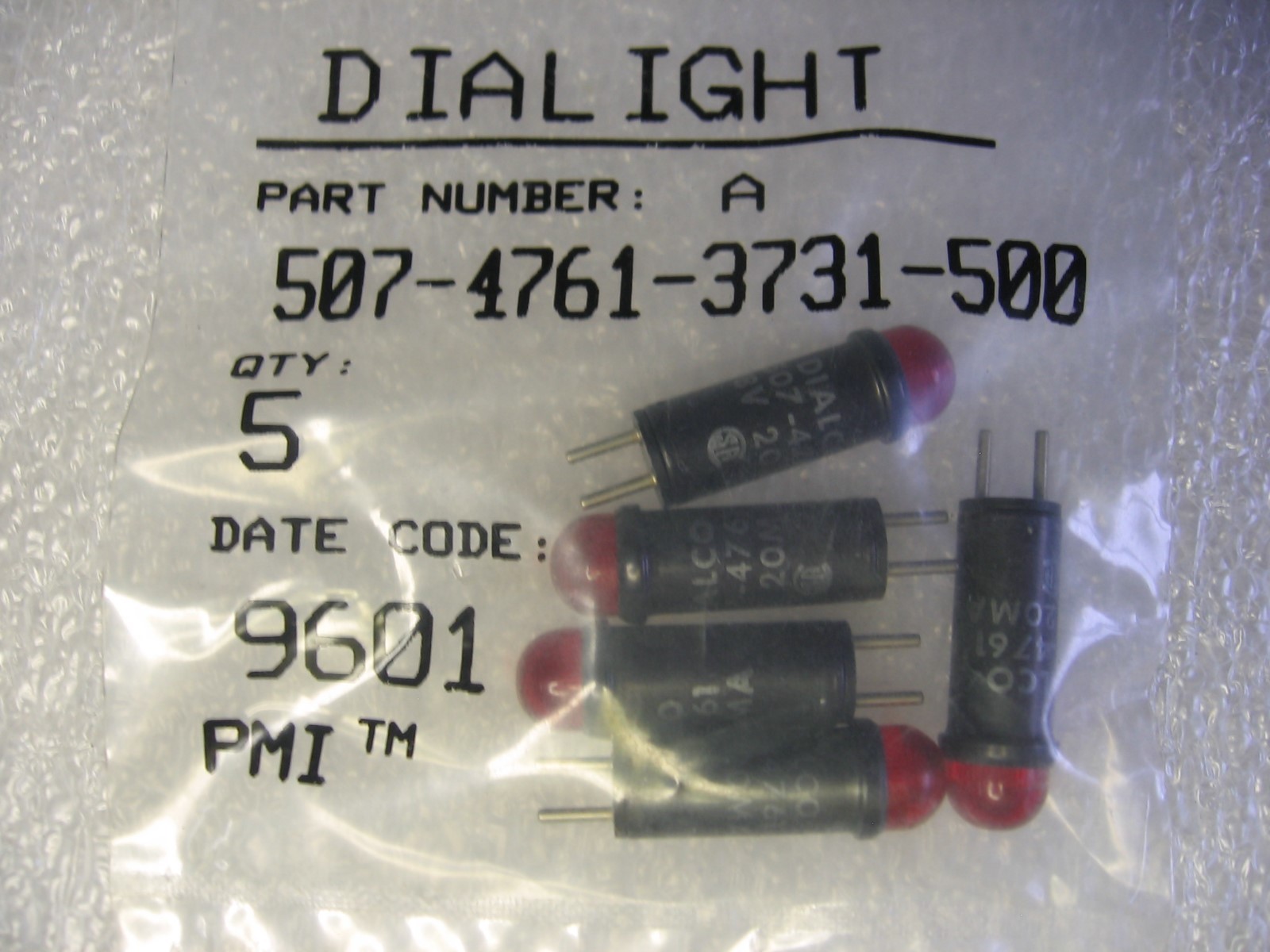 Packet of 5) Dialight Dialco 507-4761-3731-500 Red LED Indicator Light 28 Volt