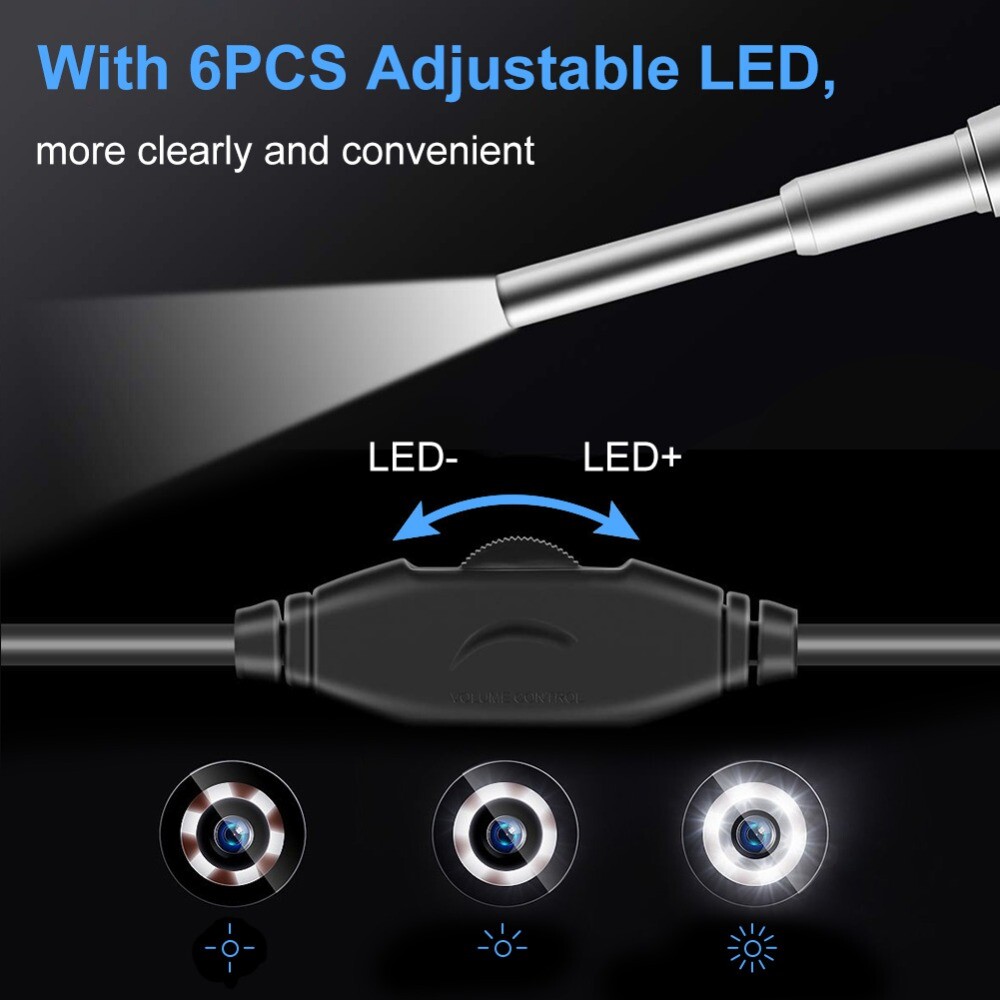 HD Ear Endoscope Otoscope LED Camera Tool Cleaning Wax Pick Cleaner Removal Kit