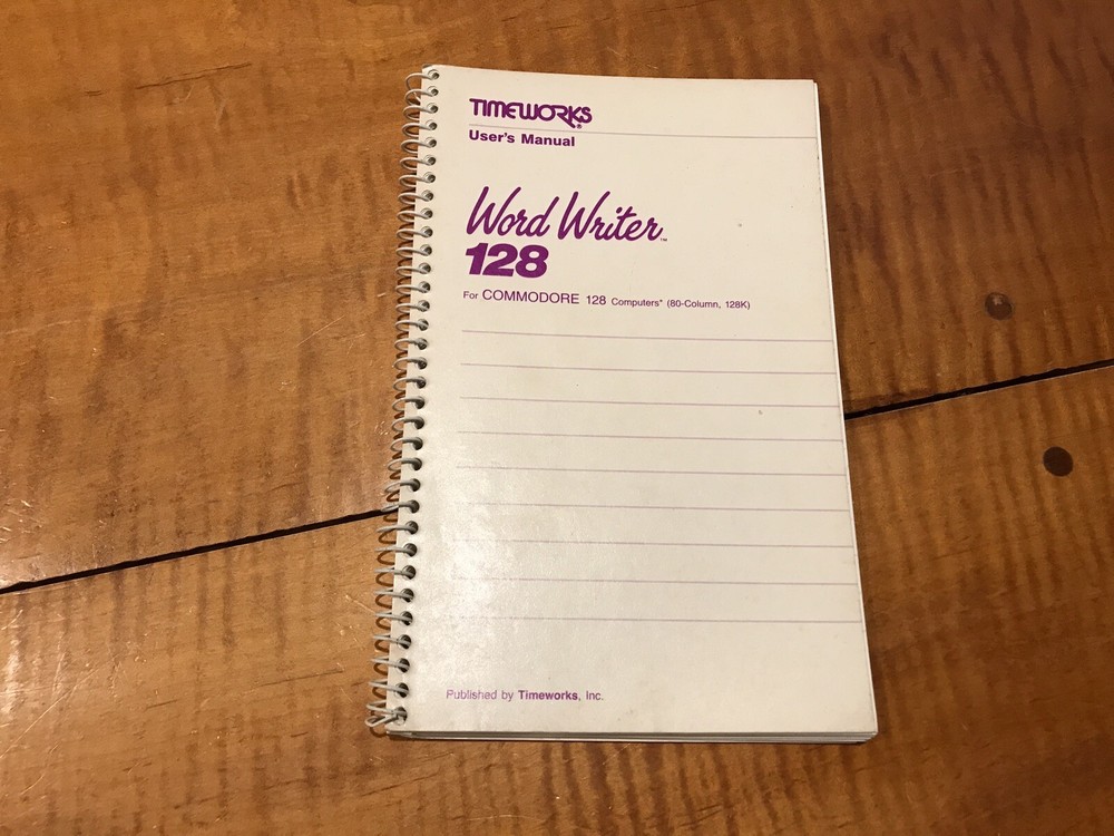 Commodore 128 PC Word Writer User's Manual Vintage Computer TIMEWORKS 1982