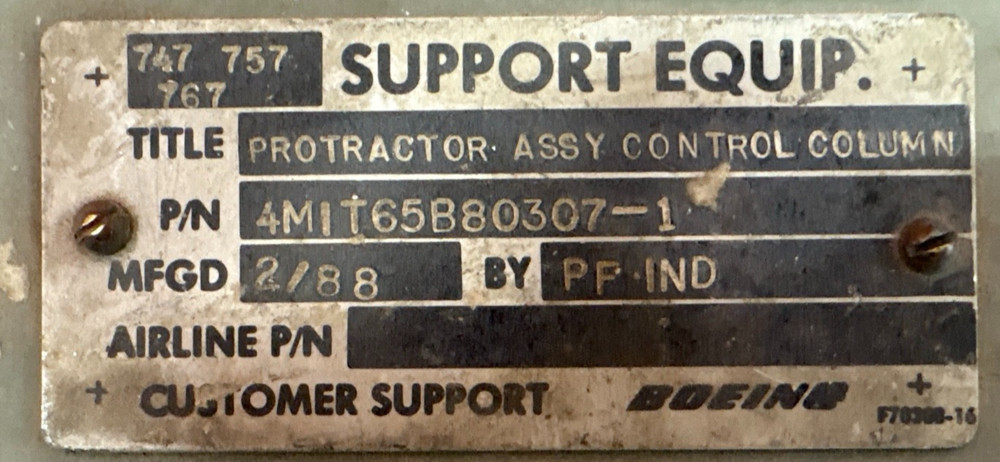 “Boeing Control Column Protractor Assy 4MIT65B80307-1 Aircraft Tool”
