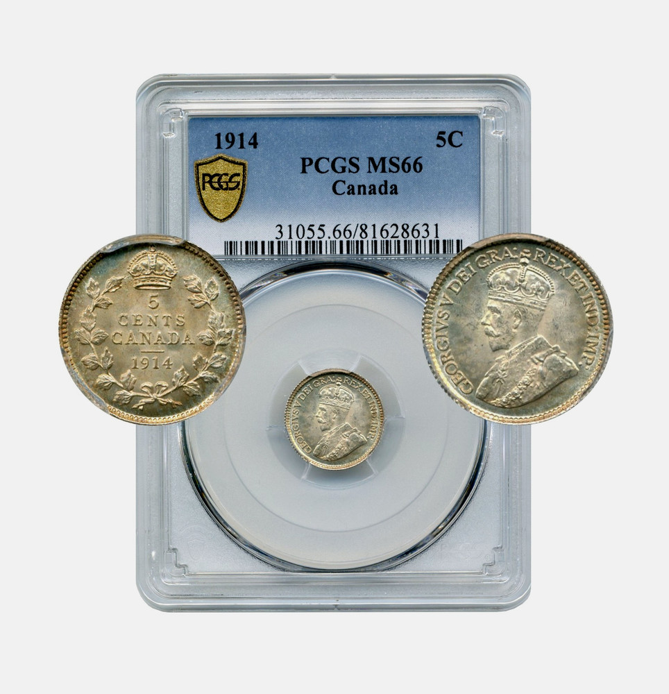 1914 Canada 5 Cents - GEM Uncirculated, PCGS MS66