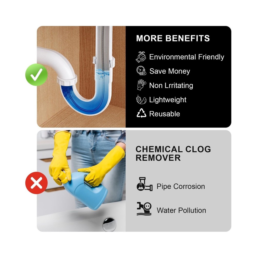 POPULO 20V Cordless Electric Drain Snake, 25Ft Replaceable Cable with 2.0Ah B...