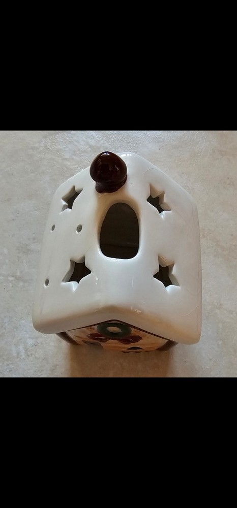 Ceramic Snow Barn Candle Holder 4" Never Used