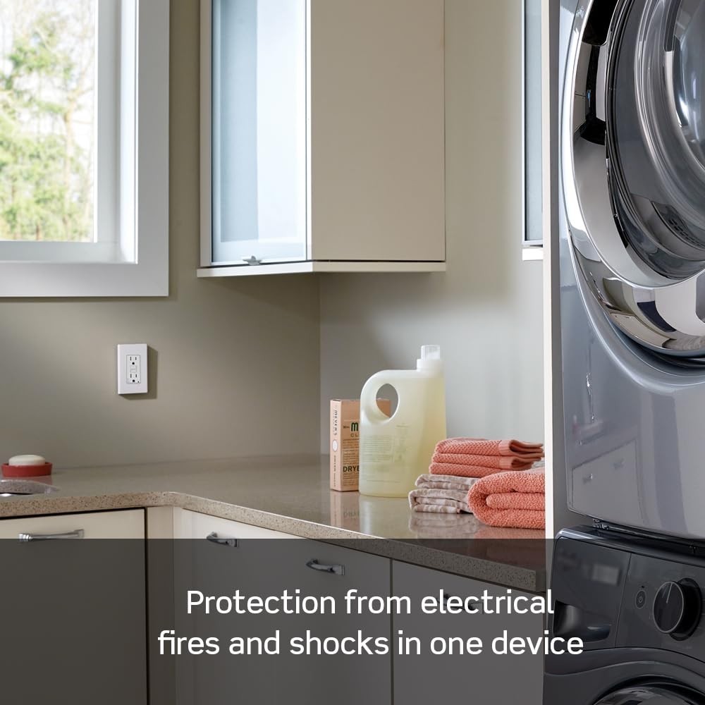 Leviton Smartlockpro Dual Function Outlet, 20A, Light Almond