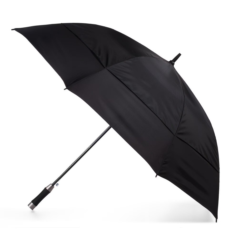 Vented Auto Open Windproof Golf Umbrella with Sun Protection Black