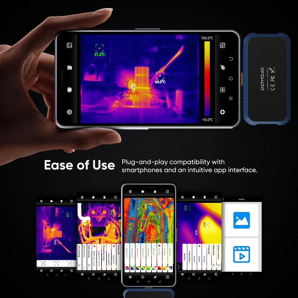 Thermal Camera for Android, 256 x 192 IR Resolution, Thermal Imaging Camera