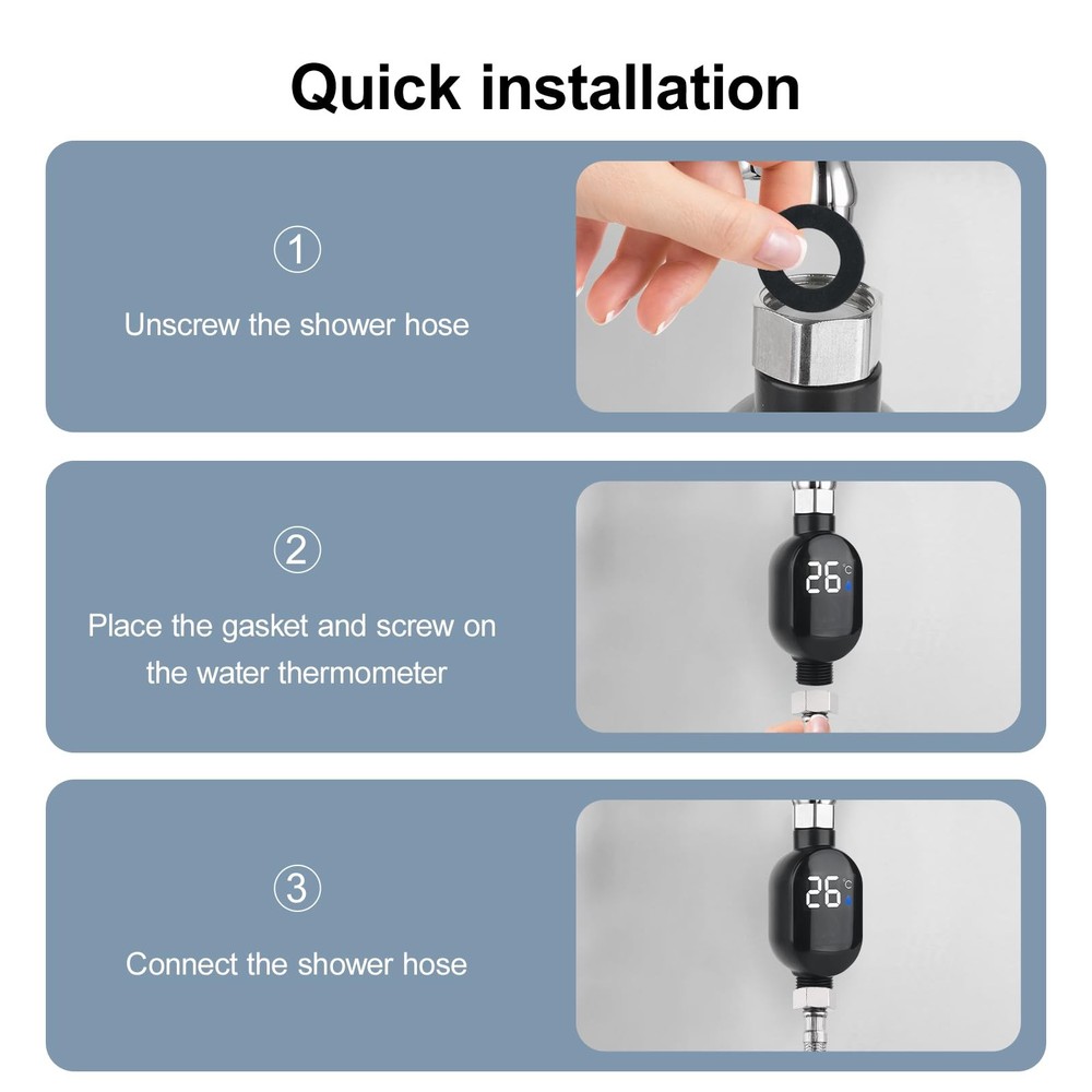 Digital Bath Thermometer Instant Read WaterPowered Shower Thermometer