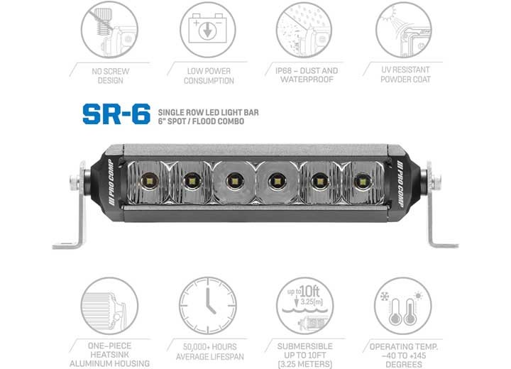 6" Single Row LED Combo Light Bar ProComp