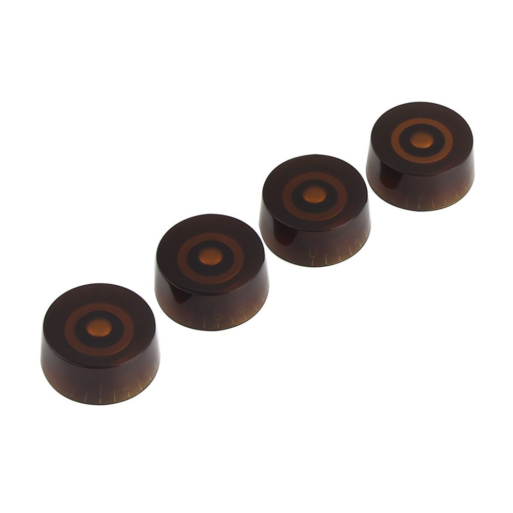 FLEOR 4PCS Barrel Style brown Volume Tone Control Speed Knobs Guitar Button