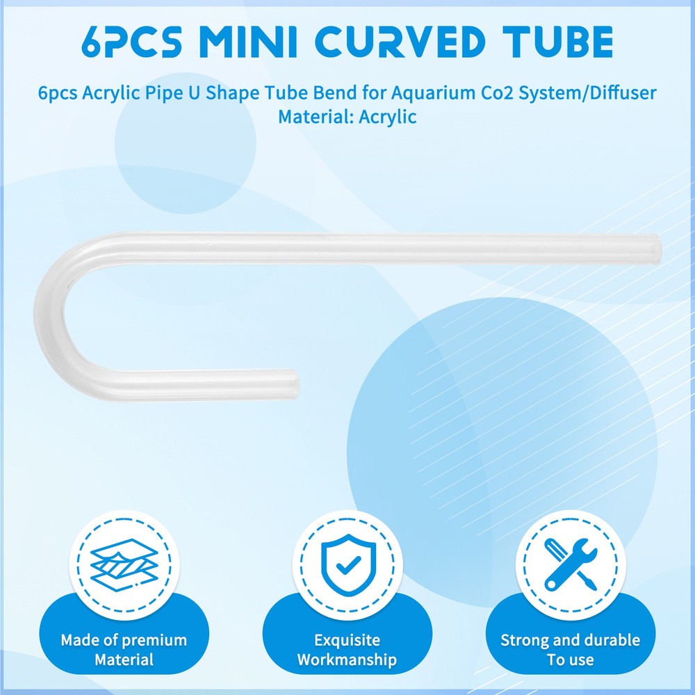 6pcs Acrylic Pipe U Shape Tube Bend for Aquarium Co2 System/Diffuser B8Y28786