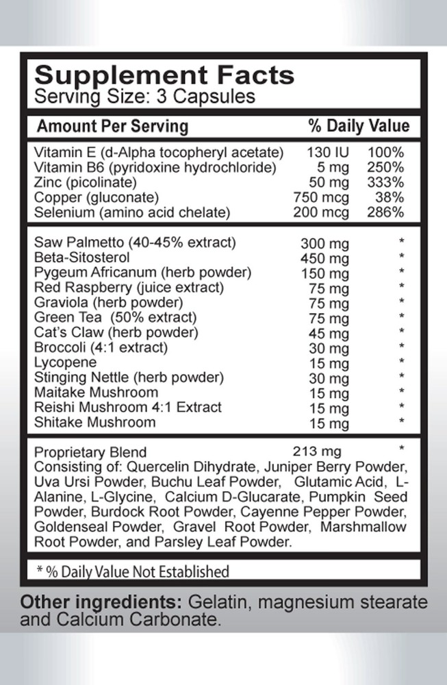 PROSTATE SUPPORT - Red Raspberry, Broccoli, Beta-Sitosterol 1Bot