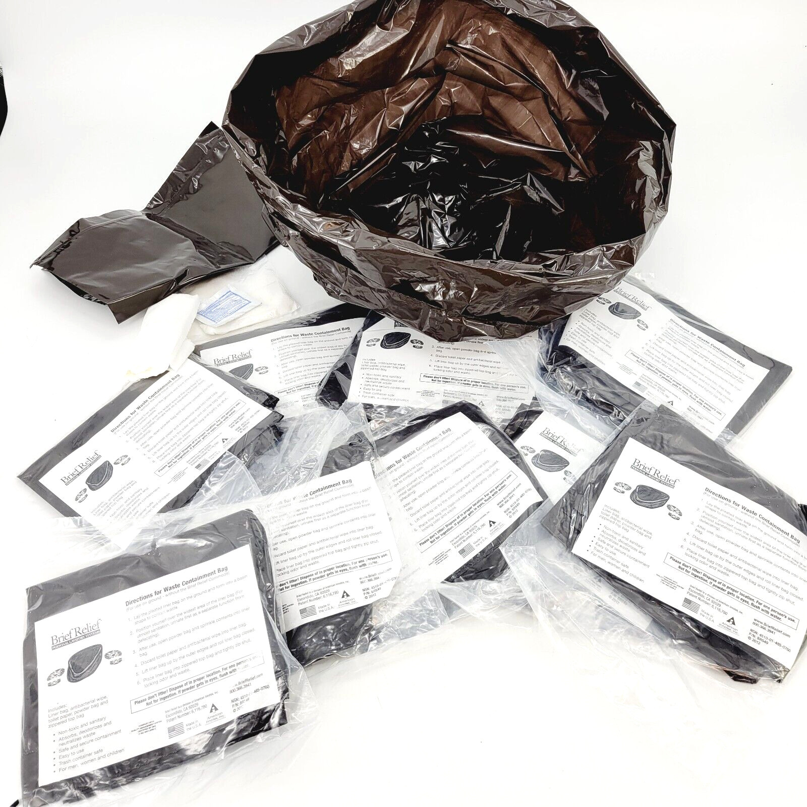 10 x Innotek Brief Relieve Personal Restroom Systems Waste Containment Bags