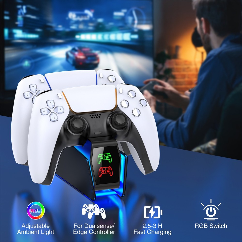 PS5 Controller Charger,DualSense PlayStation 5 Controller Charging Dock Station