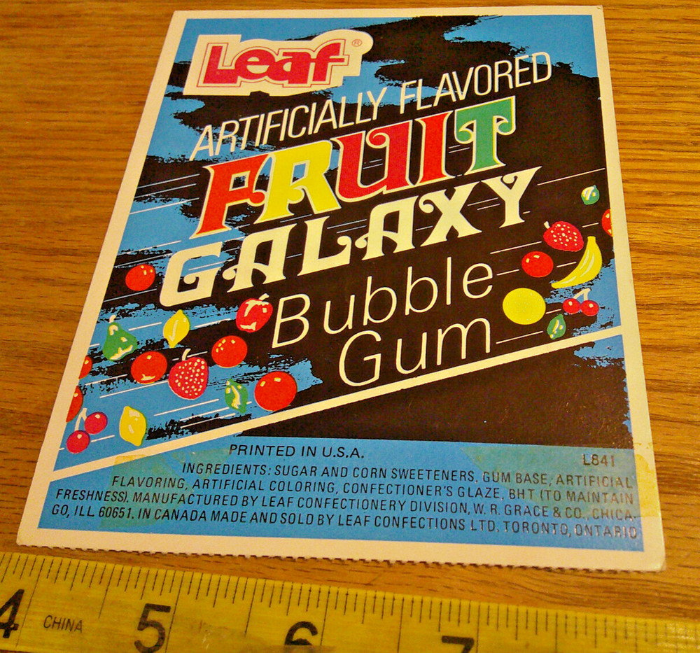 original Vintage vending machine display card Leaf Fruit Galaxy bubble gum