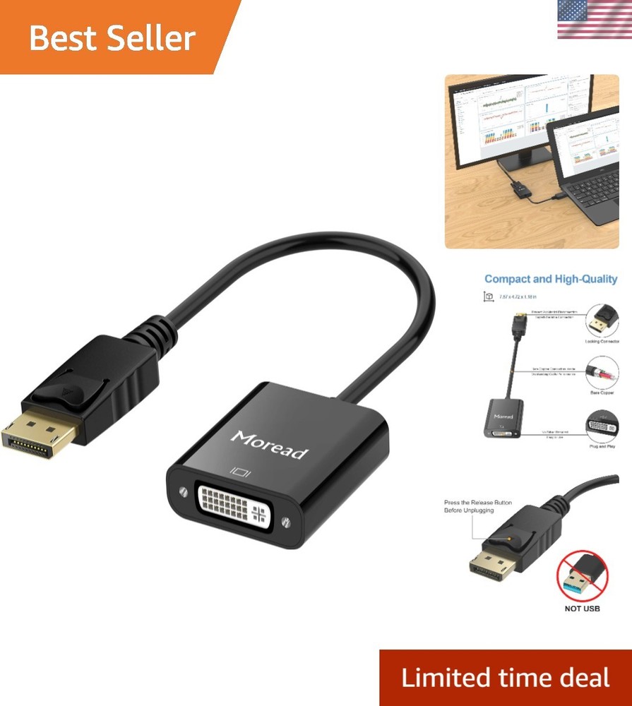Gold-Plated DisplayPort to DVI Adapter - High Performance & Secure Connection