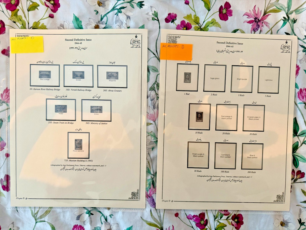 1944-1945 Mohammad Reza Shah Pahlavi 2nd Def. Persiphila Hingeless Album Pages