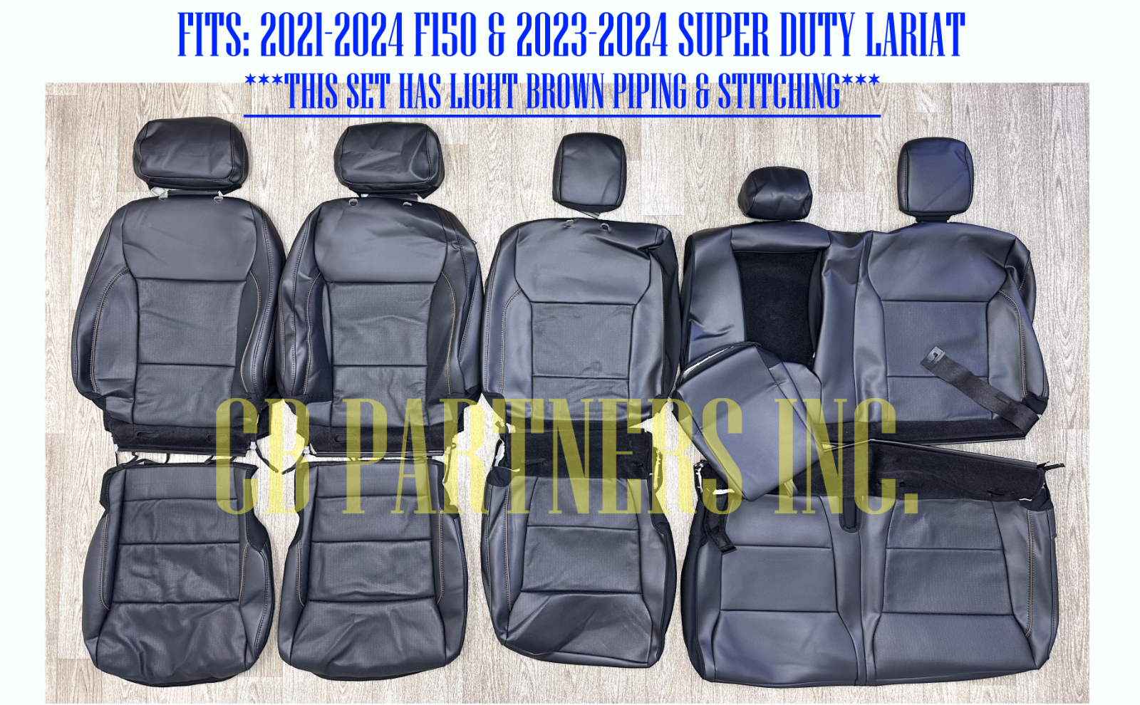 2024 ORIGINAL FORD F150 LARIAT LEATHER SEAT COVER UPHOLSTERY LIGHT BROWN PIPING