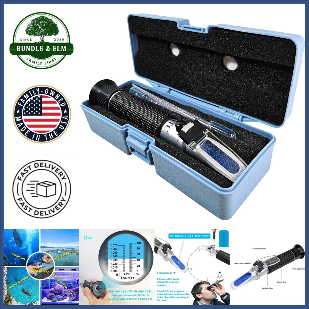 Aquarium Refractometer for Seawater Testing with Durable Chromium Construction
