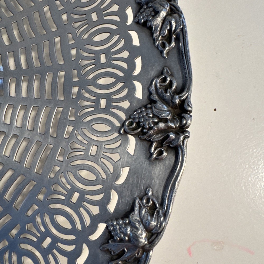 Vintage Apollo Sheffield Pierced Nickel Silver Plate-Grapevine Border 1930-1950