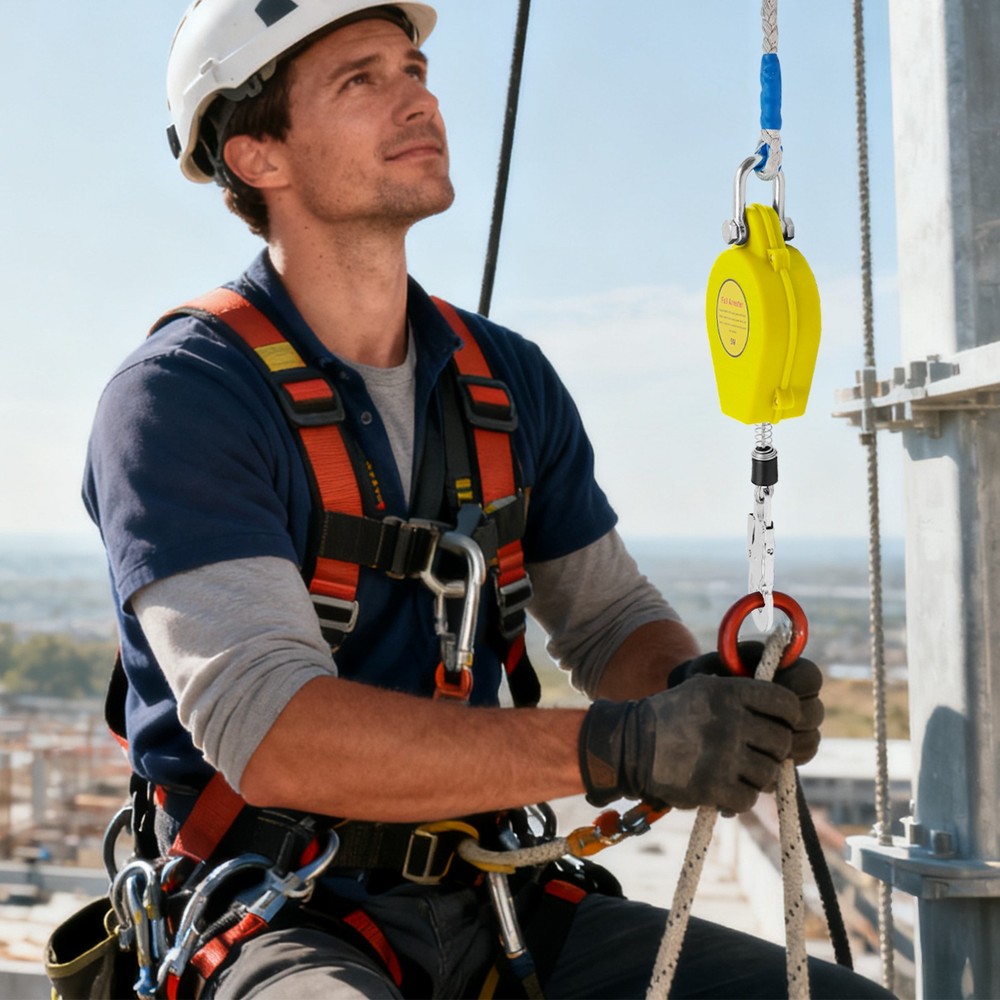 Self-Retractable Fall Arrester Yellow Fall Arrest Protector Fall Protection Gear