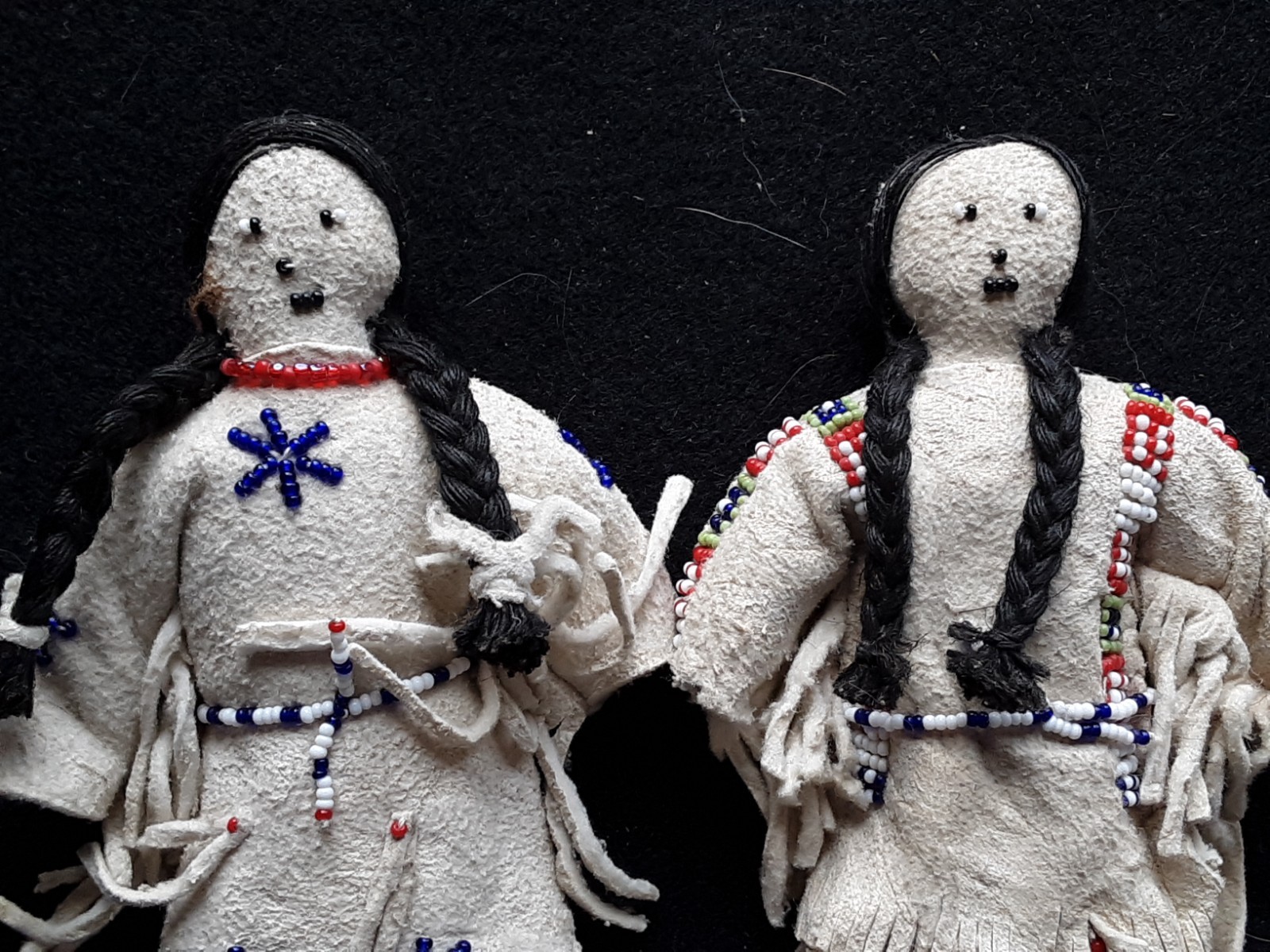 NATIVE AMERICAN BEADED LEATHER DOLLS, PAIR OF "STAR" DOLLS, SIOUX SB-0226*09099