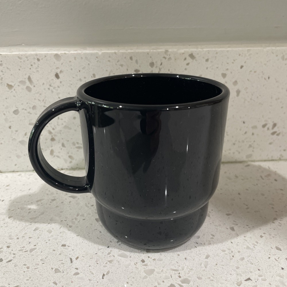 Used Tupperware Stackable Coffee Cup Mug #2224a-2 BLACK - CLEAN