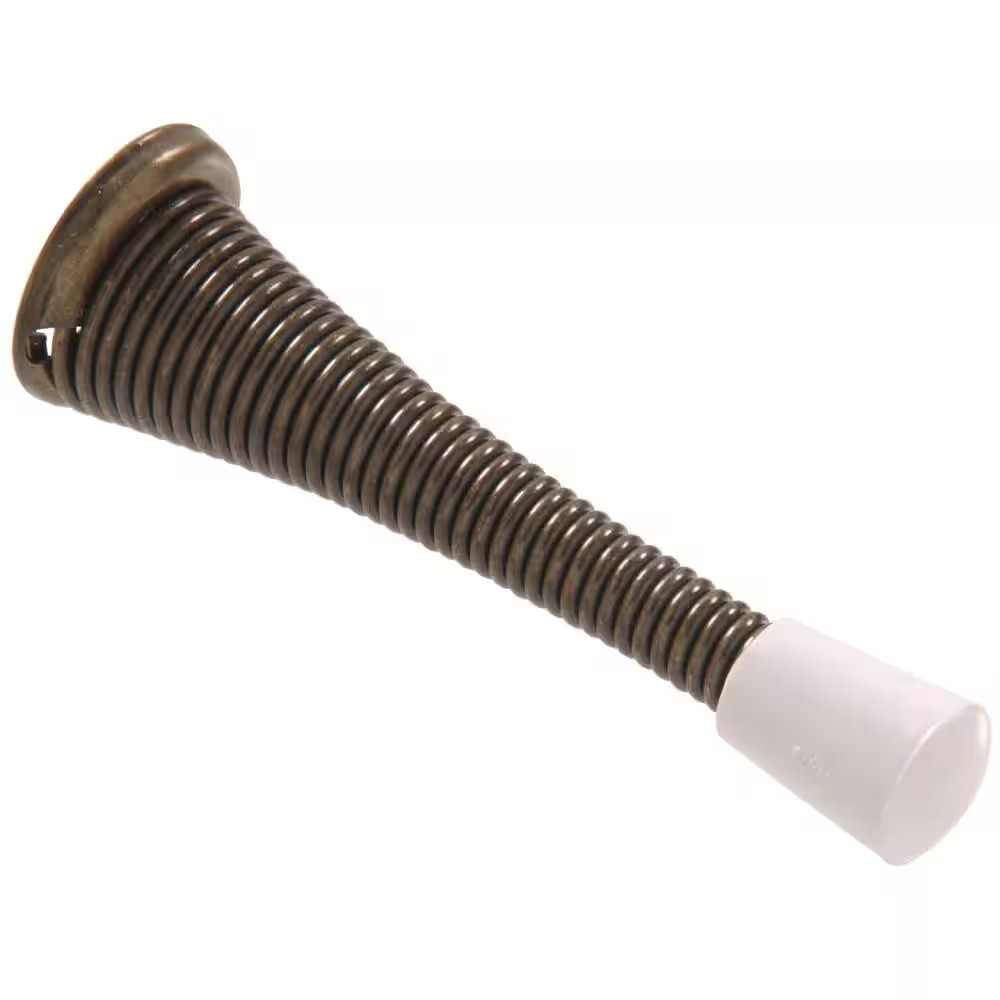 3 In. Antique Brass Broad Base Spring Door Stop (5-Pack)