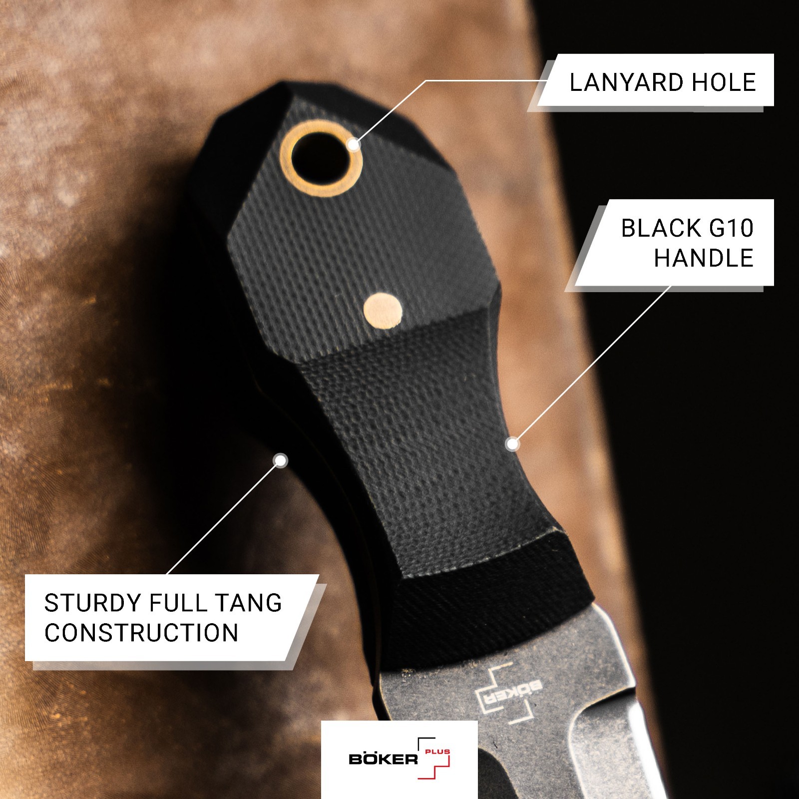 BOKER PLUS® Pocket Rocket Tactical EDC Knife 5.08" D2 Blade G10 Full-Tang Black