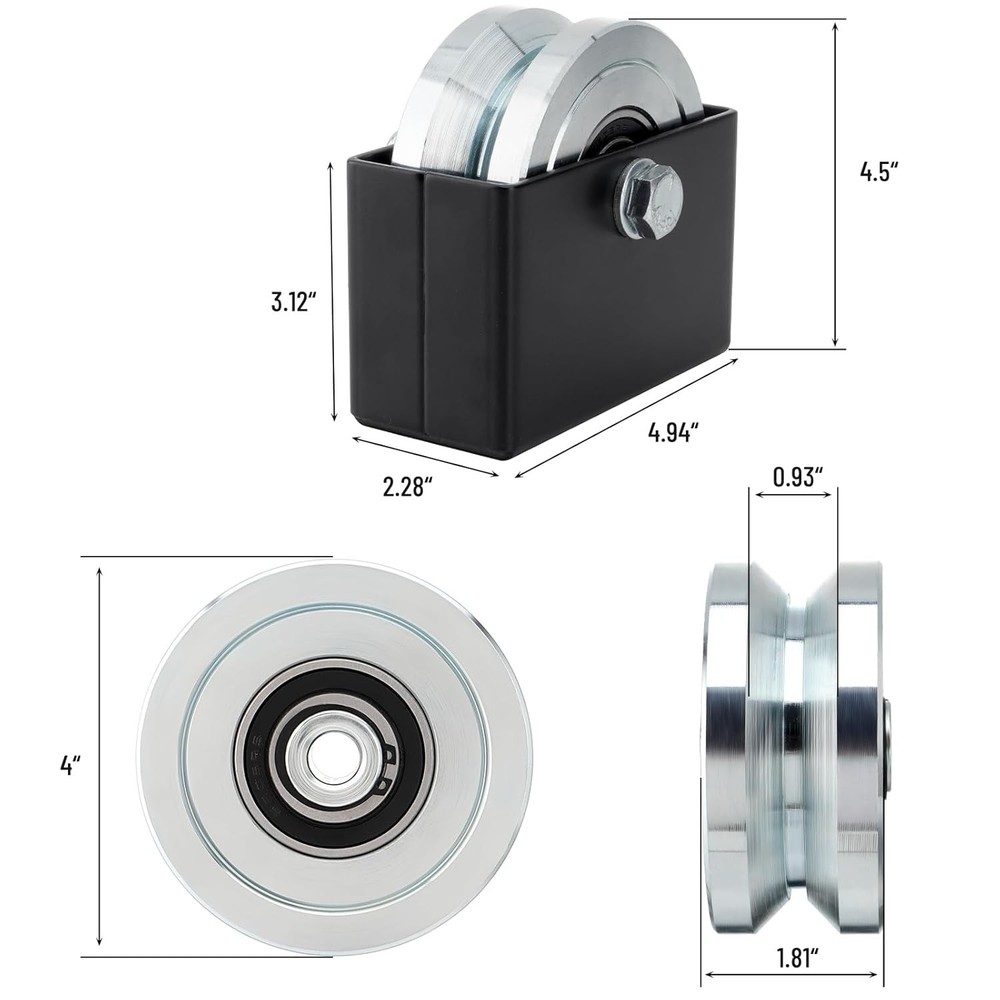 4" V Groove Gate Wheel with Weld on Box, Solid Sliding Gate Wheels, Load Capa...