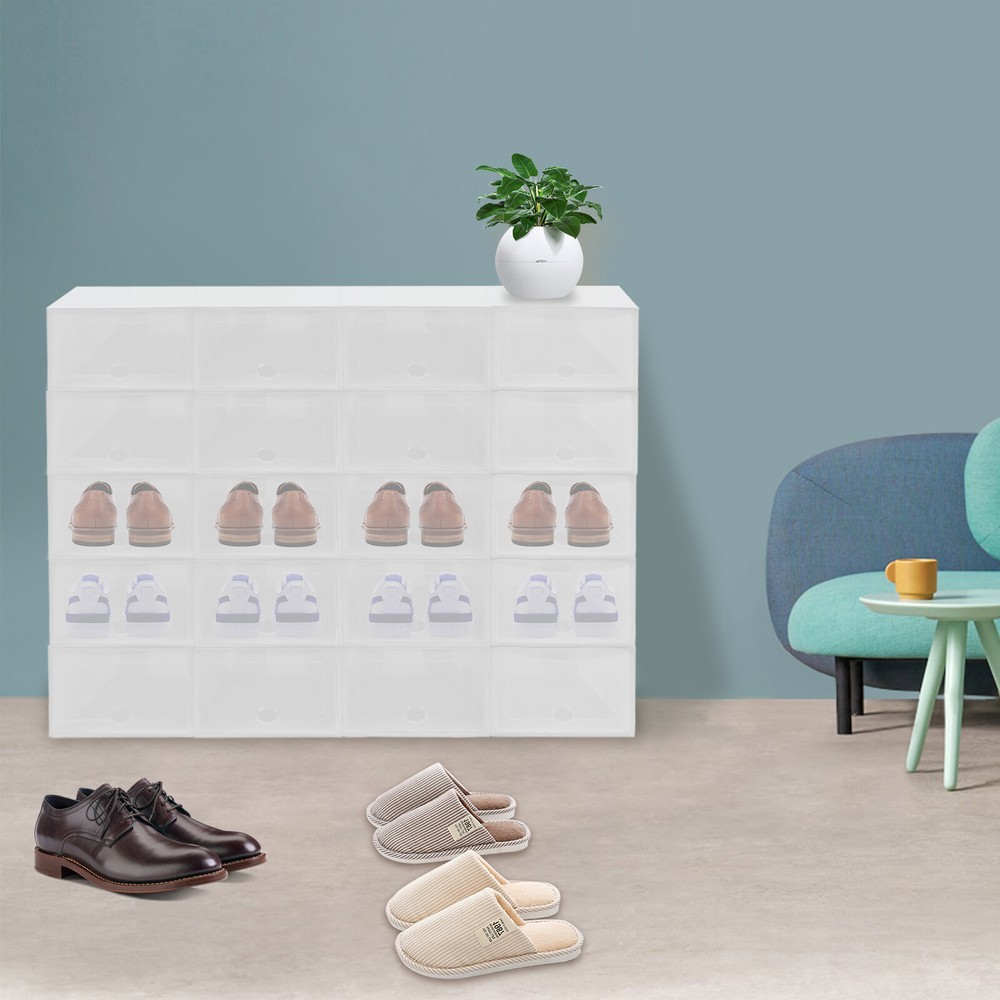 20pcs Sneaker Display Case Organizer Stackable Shoe Storage Box Set Stackable