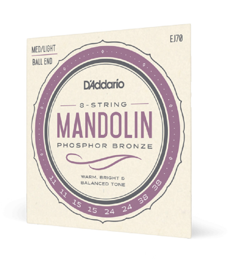 D'Addario EJ70 Mandolin Strings Phosphor Bronze Ball End Medium Light 11-38