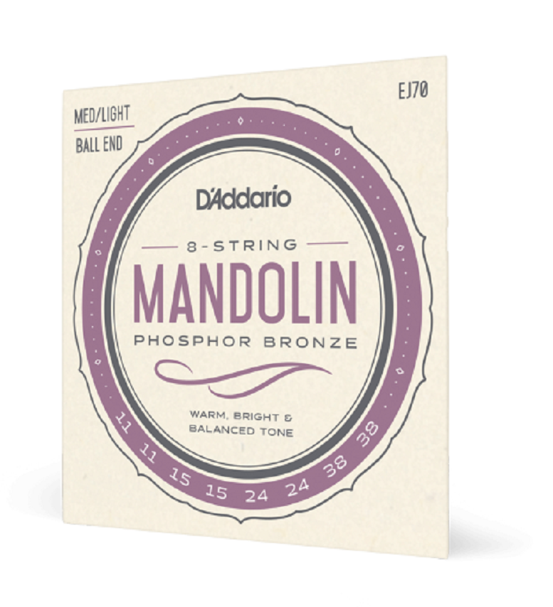 D'Addario EJ70 Mandolin Strings Phosphor Bronze Ball End Medium Light 11-38