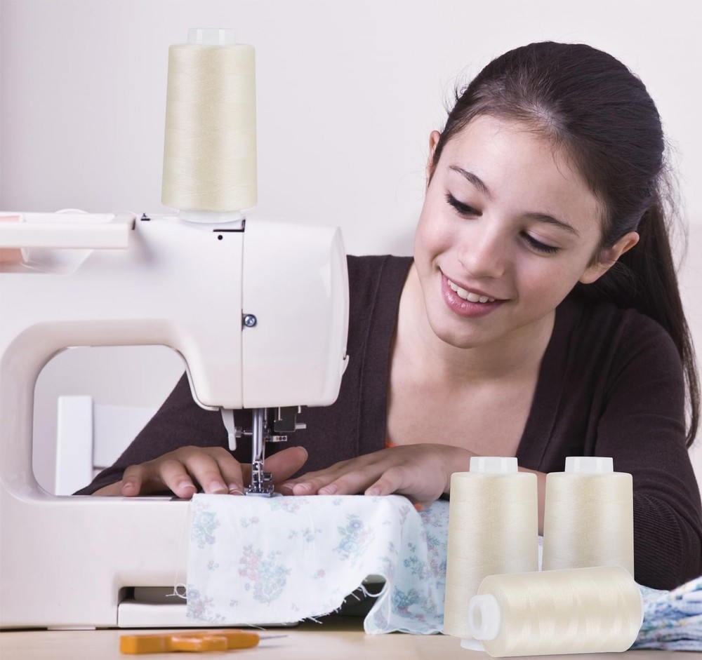 4 Pack 3000 Yards Each Light Beige All Purpose Polyester Serger Thread