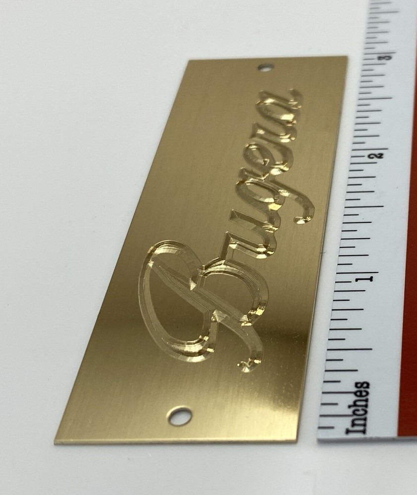 Custom Engraved Solid Brass Bugera Badge - PAIR