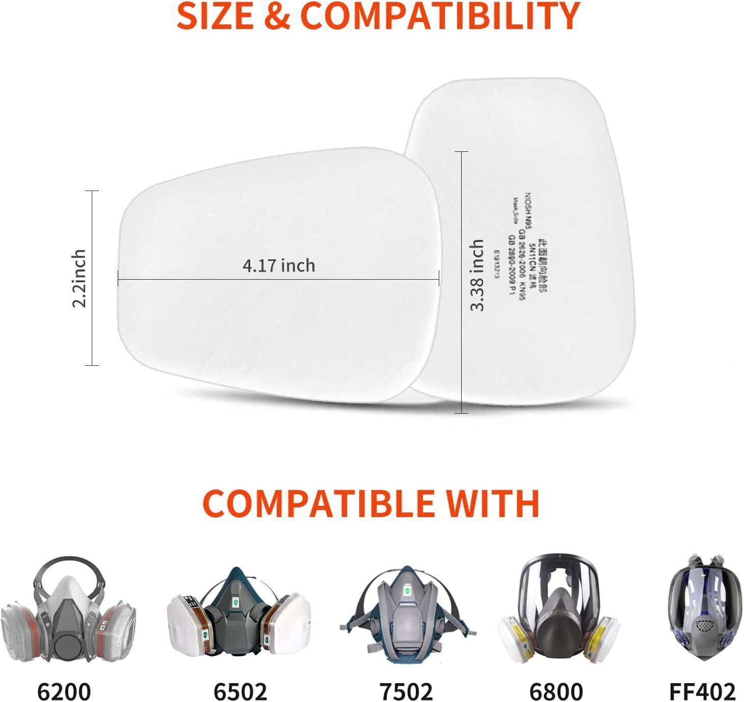 100pcs 5N11 Cotton Filter Replacement For 6100 6200 6800 7502 Respirator Filters