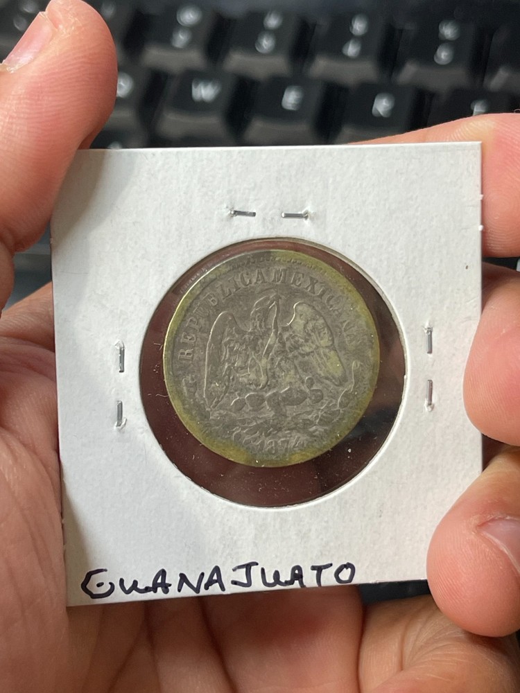 1874 Mexico 25 Centavos Silver Coin