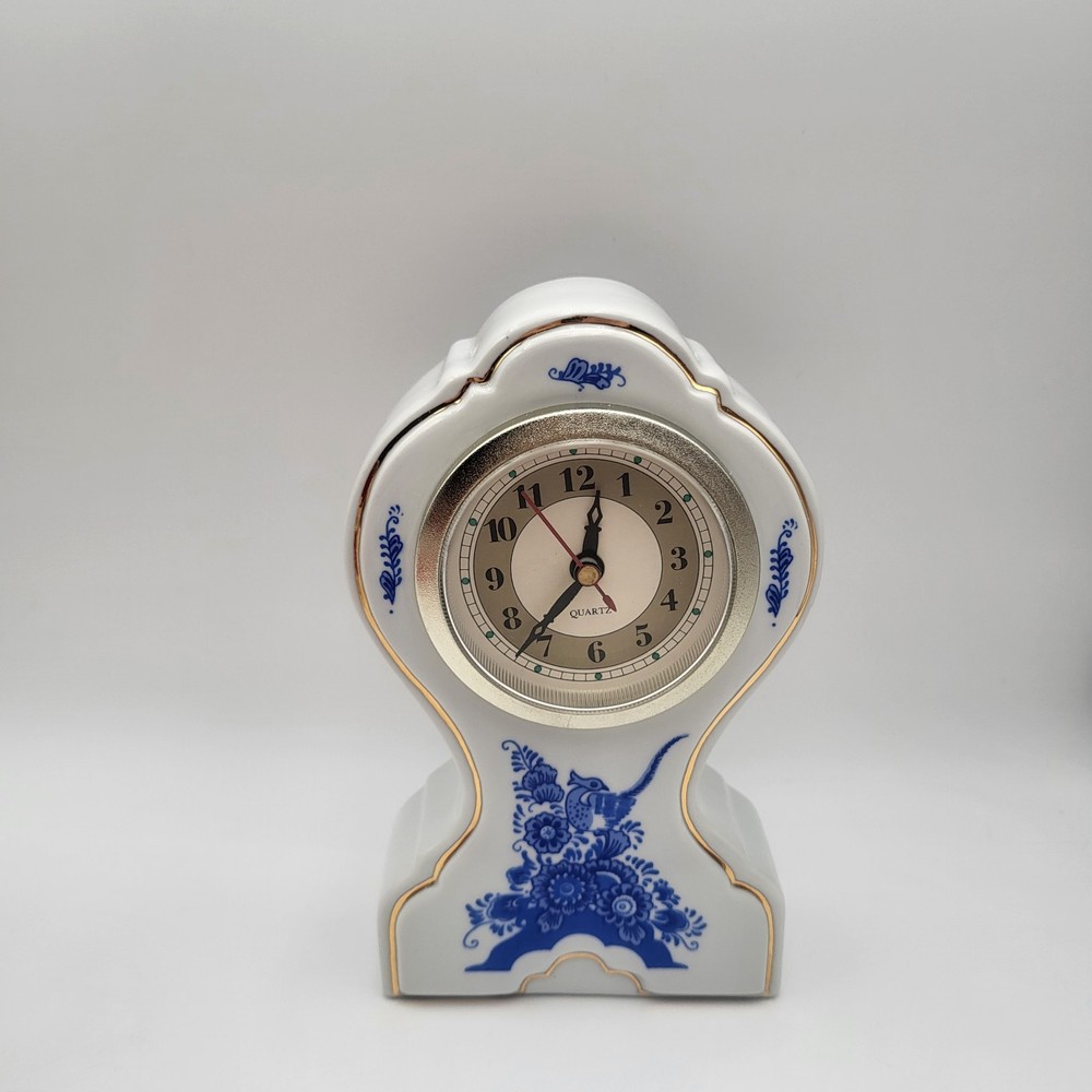 Vintage Rosdoft Park Clock Delftware Hand painted Tabletop Clock Quartz