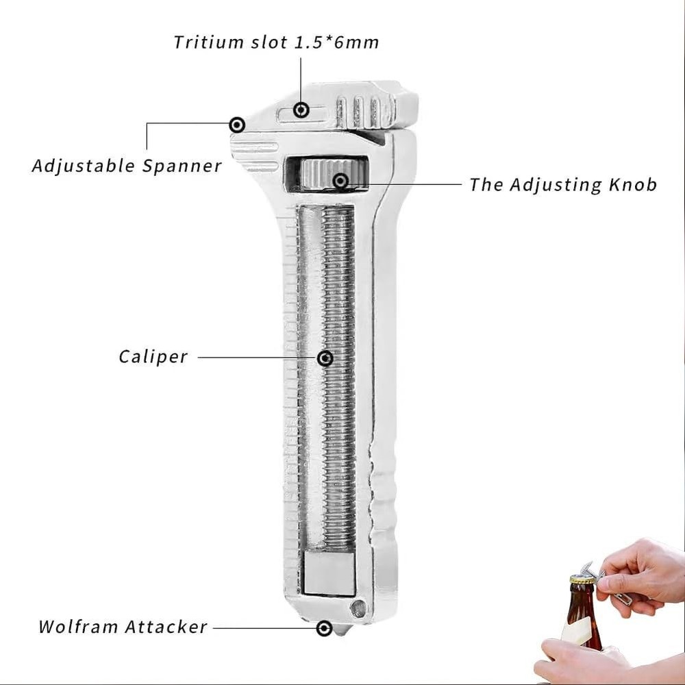 Durable Compact Titanium Multi-tool: Keychain Mini Wrench & Bottle Opener - 2pcs