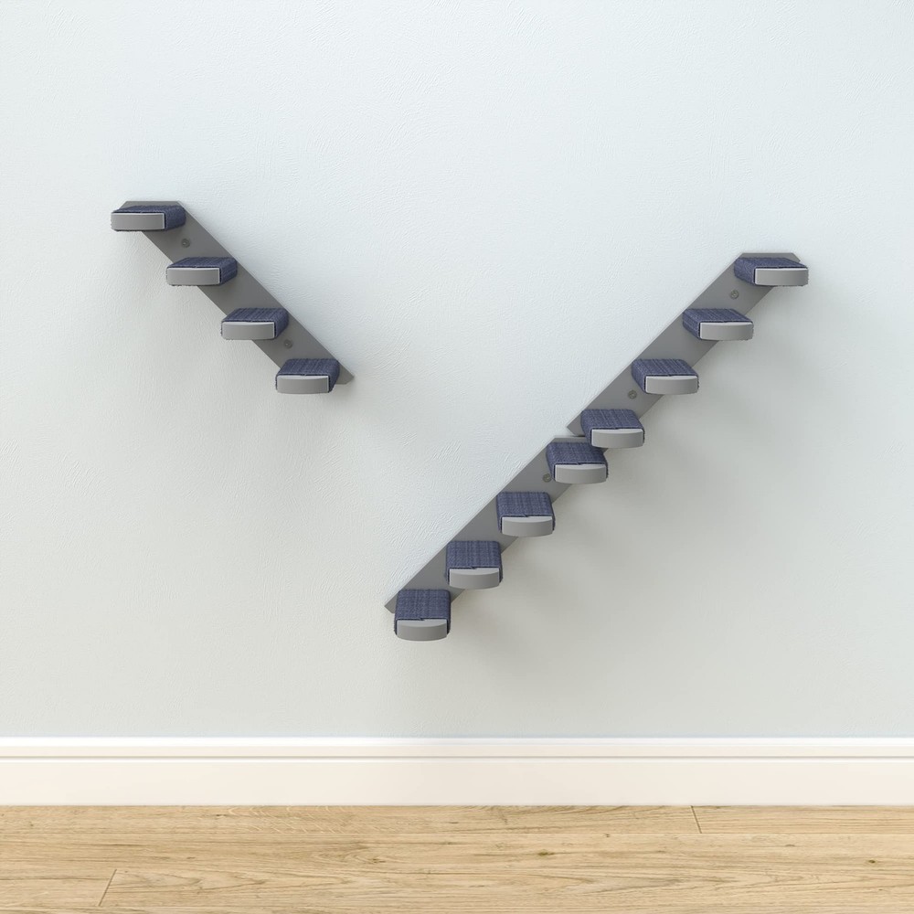 Skywin Cat Steps - Grey Solid Rubber Wood Stairs Great for