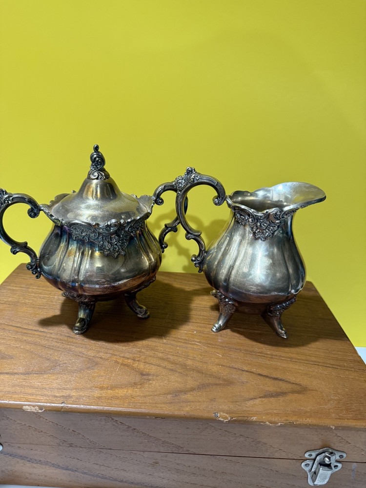 Wallace Baroque Silverplate Coffee Cream and Sugar Set