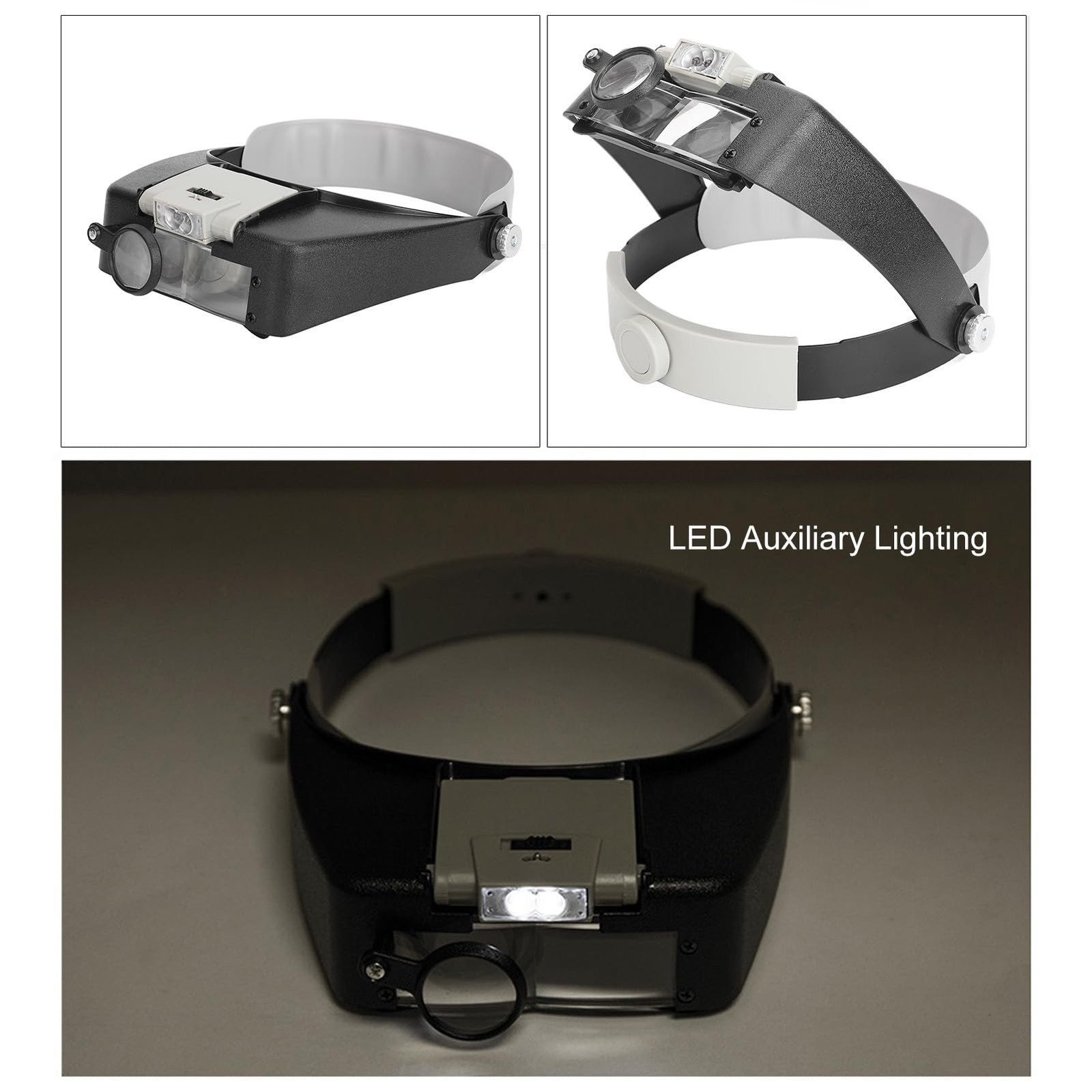 Headband Magnifier Glasses with LED Light,1.5X 3X 8.5X 10X Head Mount Magnifi...