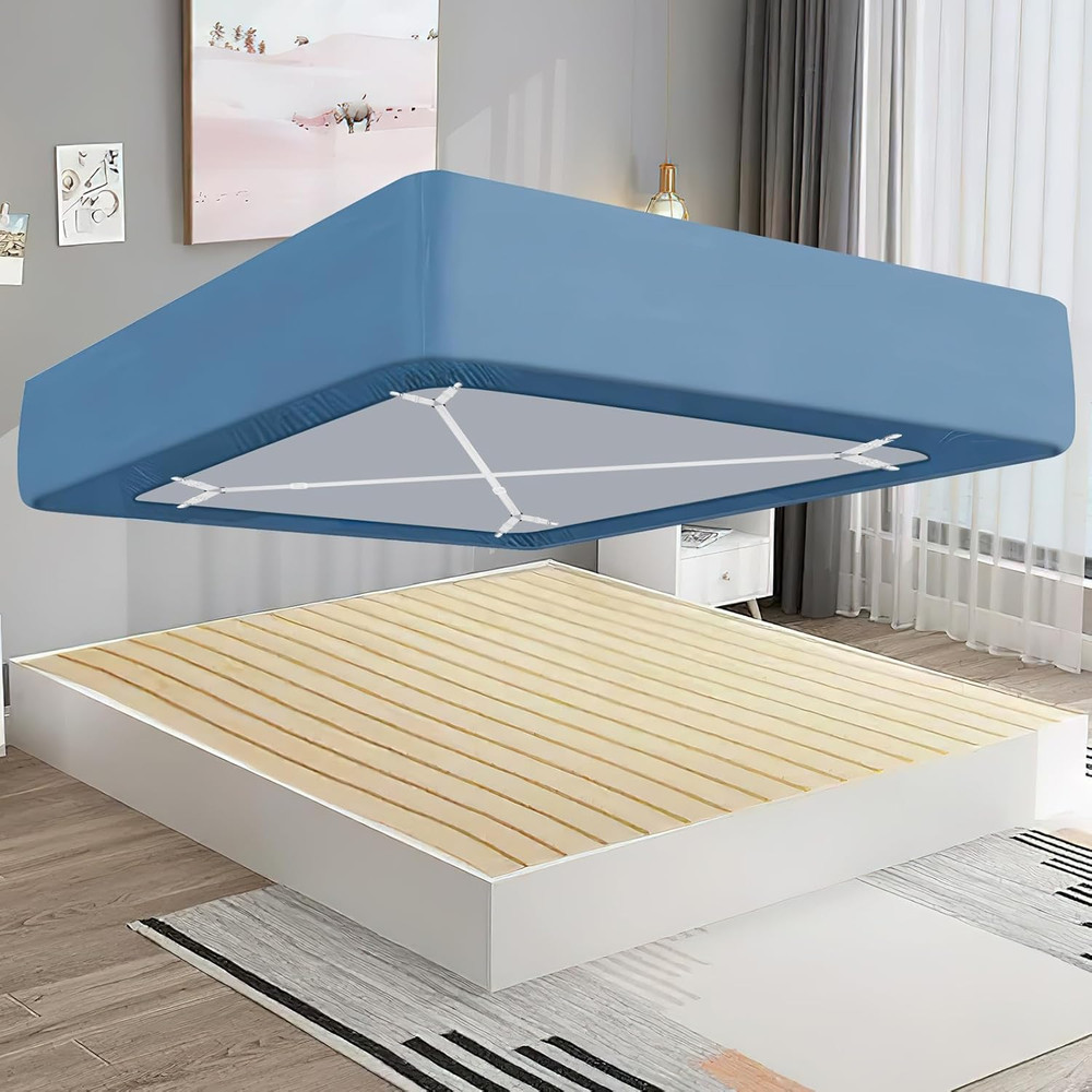 2 Pack Bed Sheet Fasteners Straps Adjustable Bed Sheet Holder Bands with Sheet C