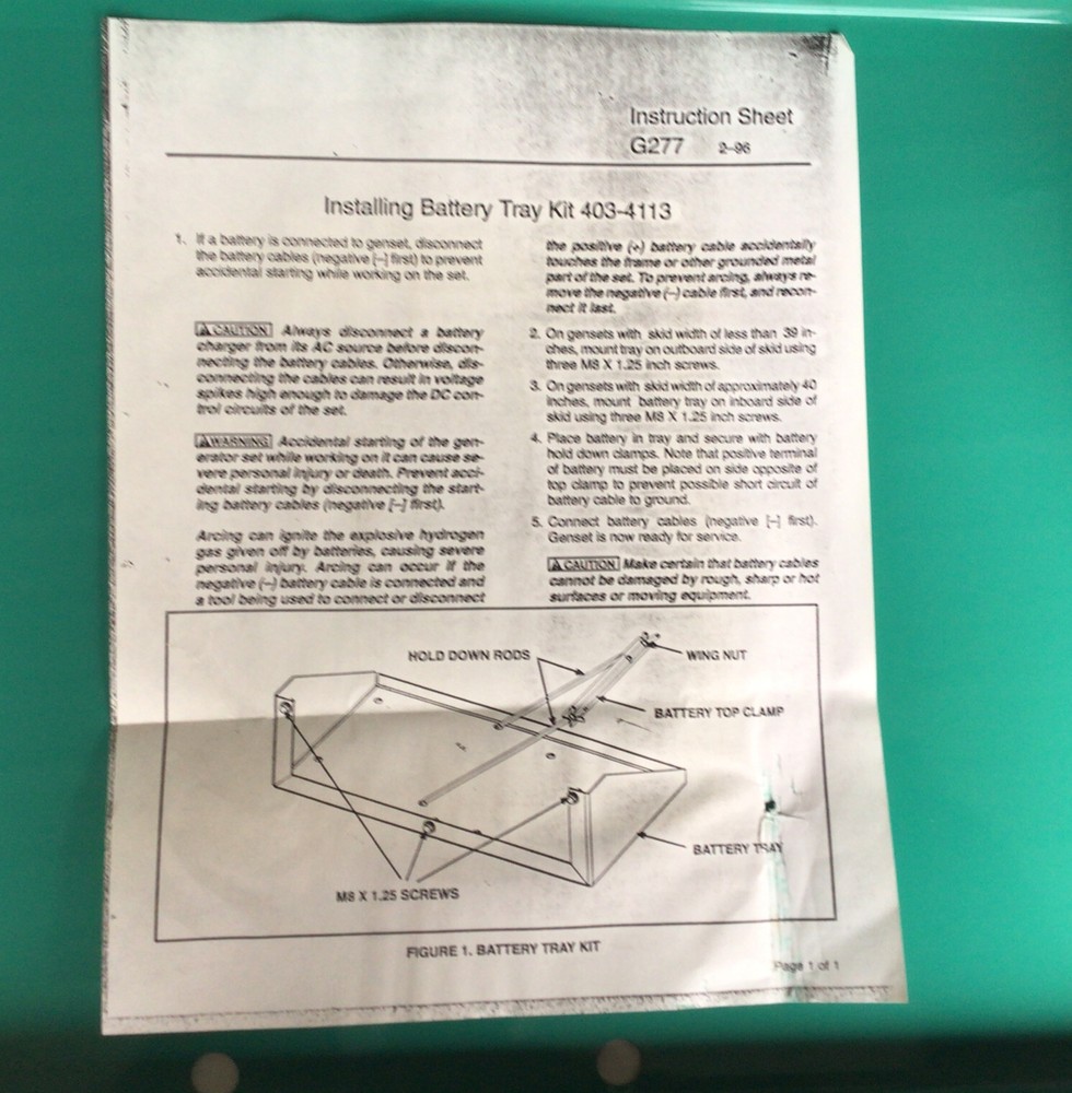 Onan Battery Tray Kit 403-4113