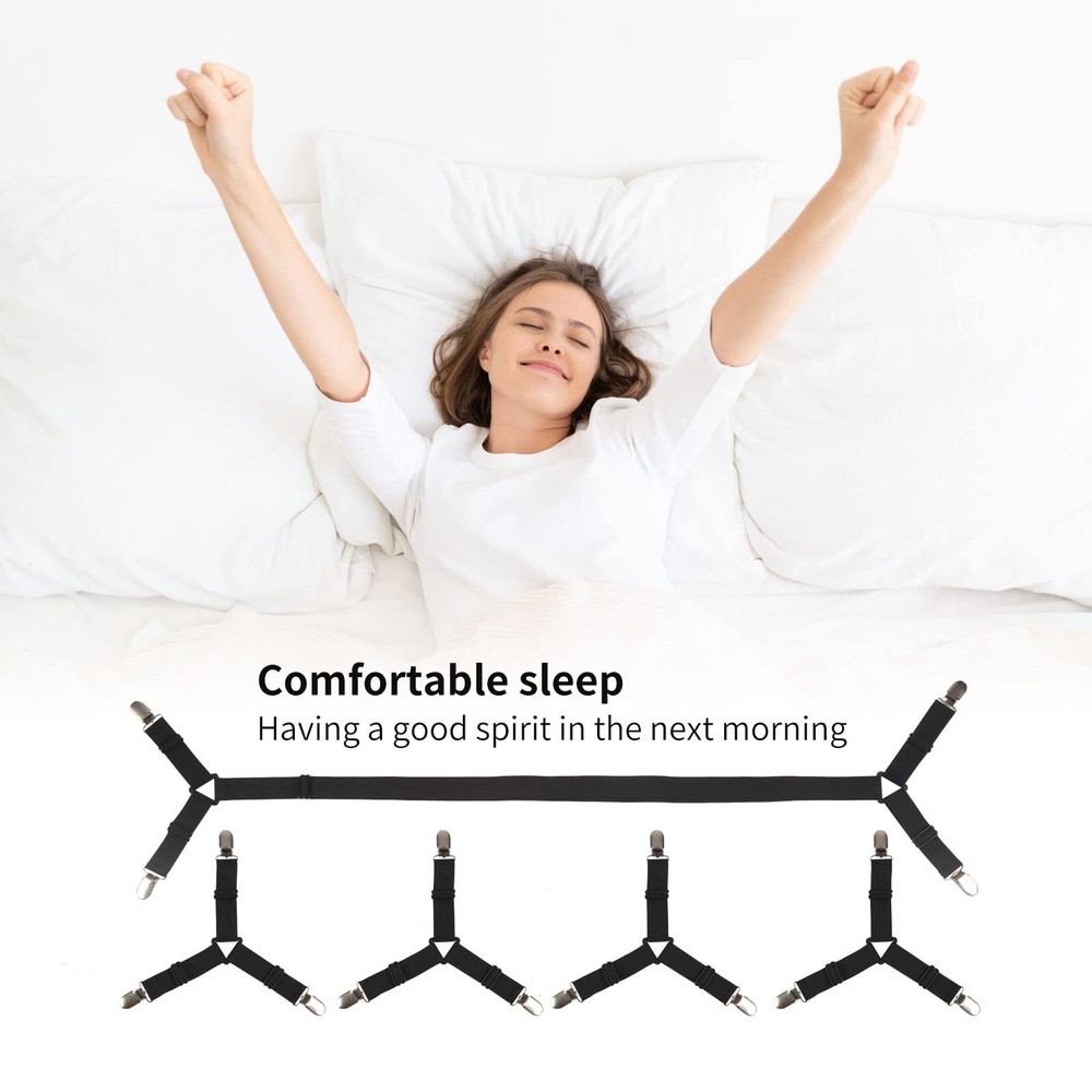 Elastic Bed Sheet Straps - Adjustable Triangular Clips for Secure Fit 5 PCS