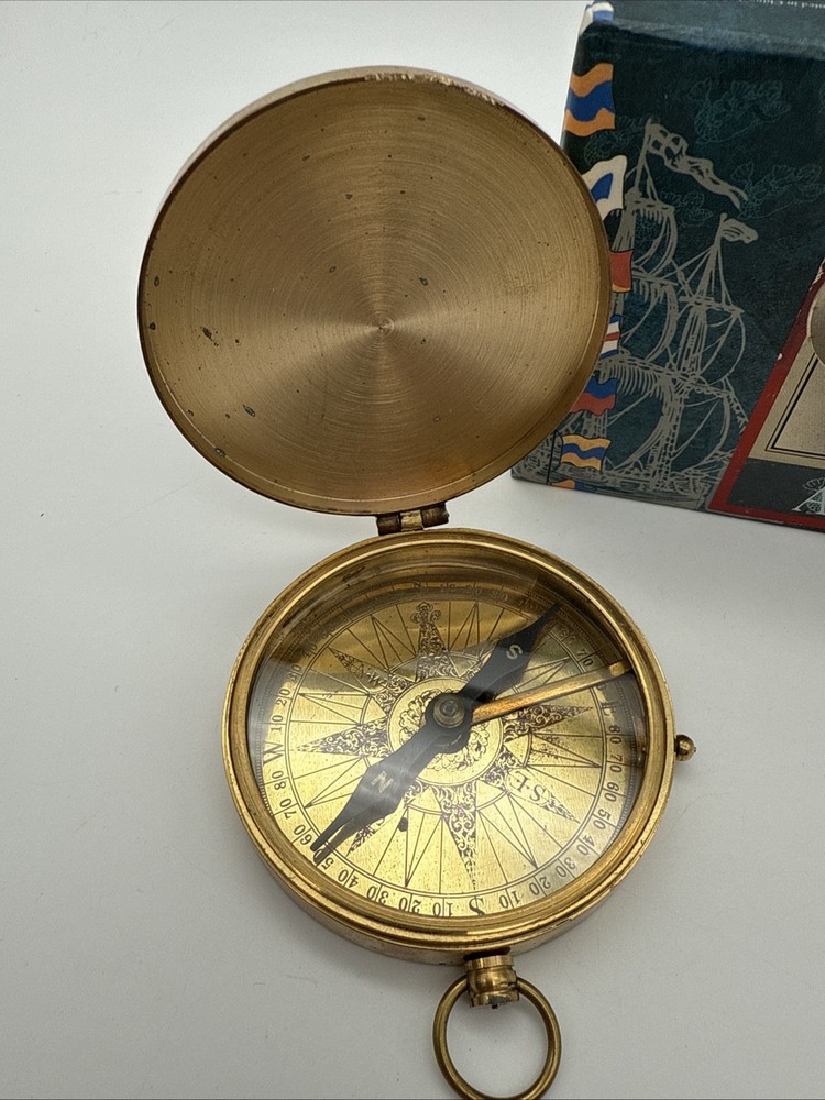 Pocket Compass Authentic Models CO003 BRASS Replica W/Box